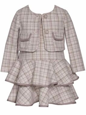 Iris and Ivy Tiered Plaid Jacket and Dress, 2-Piece Set